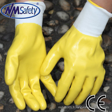 NMSAFETY haute quanlity polyester entièrement enduit étanche gants de travail en nitrile
